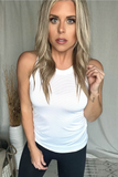 WHITE STRIPED RACERBACK TANK