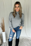 HEATHER GREY MOCK NECK SWEATER