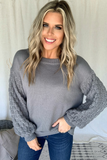 CHARCOAL BUBBLE SLEEVE SWEATER