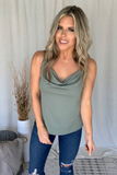 OLIVE COWL NECK CAMI