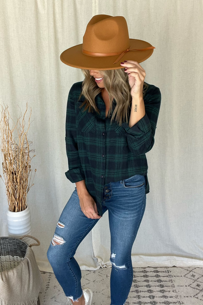 MIDNIGHT BLUE & GREEN FLANNEL SHIRT