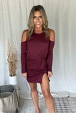 BERRY COLD SHOULDER DRESS