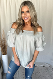SAGE OTS RUFFLE BLOUSE