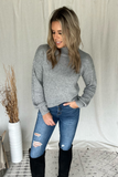 HEATHER GREY MOCK NECK SWEATER