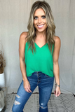 KELLY GREEN SLEEVELESS KNOT TANK