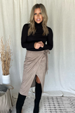 COCOA SUEDE WRAP MIDI SKIRT