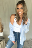 BLUE & WHITE STRIPED BUTTON DOWN