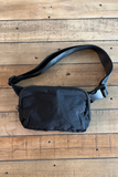 BLACK NYLON CROSSBODY BUM BAG