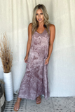 MAUVE MOCHA TIE DYE BUTTON MAXI