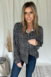 BLACK & WHITE GLEN PLAID PATTERN BLOUSE