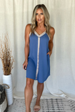 DENIM BLUE SLEEVELESS RIBBON DRESS