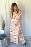 OFF WHITE FLORAL PRINT OTS MAXI DRESS