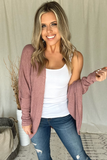 MAUVE WAFFLE KNIT COCOON CARDI