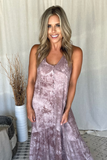 MAUVE MOCHA TIE DYE BUTTON MAXI