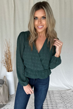 HUNTER GREEN TEXTURED BLOUSE