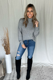 HEATHER GREY MOCK NECK SWEATER