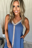 DENIM BLUE SLEEVELESS RIBBON DRESS