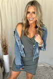 TEAL RUCHED CAMI MINI DRESS