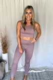MAUVE MINERAL WASH RIBBED HIGH WAISTED LEGGING
