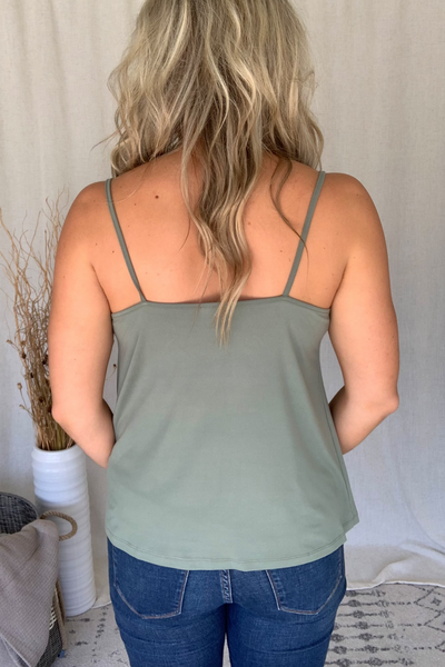 OLIVE COWL NECK CAMI