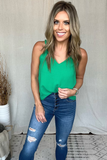 KELLY GREEN SLEEVELESS KNOT TANK