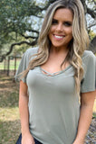 LIGHT OLIVE CROSS TEE