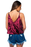 BURGUNDY VELVET TIE TANK