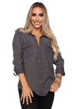 GREY SPLATTER BUTTON-UP