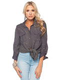 GREY SPLATTER BUTTON-UP
