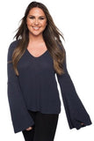 GREY BELL SLEEVE SWEATER