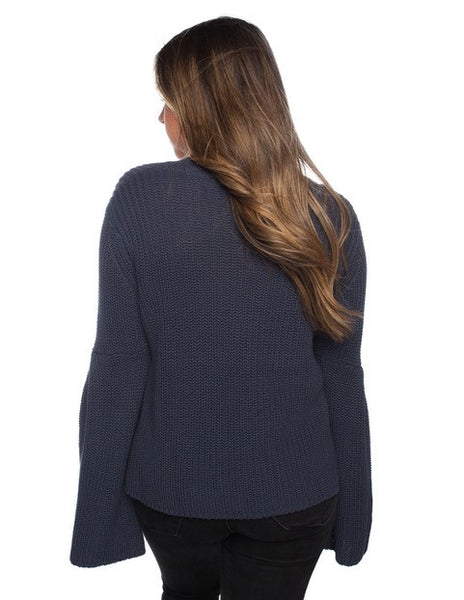 GREY BELL SLEEVE SWEATER