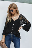 BLACK CROCHET LACE BUTTON TOP