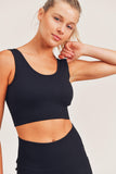 BLACK RIBBED SCOOP BACK BRA