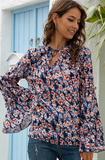 BLUE FLORAL BOHO BLOUSE