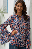 BLUE FLORAL BOHO BLOUSE