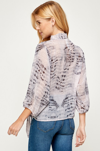 SNAKE PRINT WRAP BLOUSE