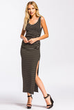 BLACK SIDE RUCHED MAXI DRESS