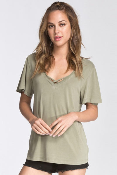 LIGHT OLIVE CROSS TEE