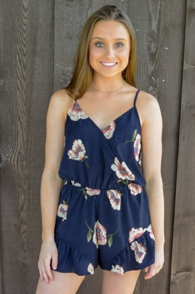 NAVY FLORAL ROMPER