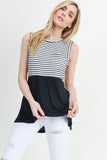 OATMEAL & BLACK STRIPED TANK