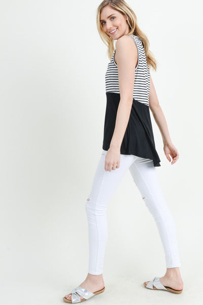 OATMEAL & BLACK STRIPED TANK