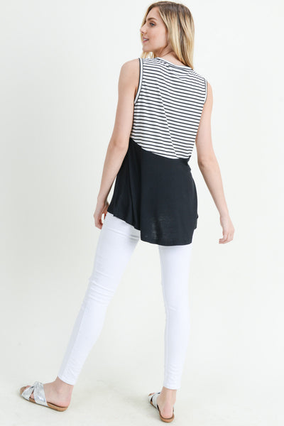 OATMEAL & BLACK STRIPED TANK