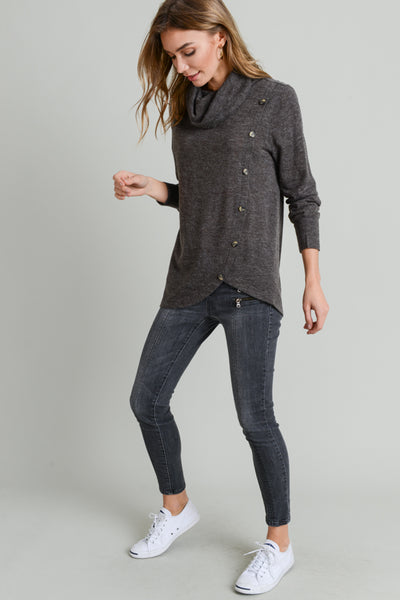 CHARCOAL TURTLENECK PULL OVER