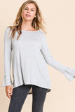 MISTY GREY KNIT RUFFLE TOP