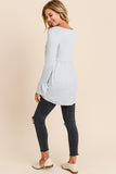 MISTY GREY KNIT RUFFLE TOP