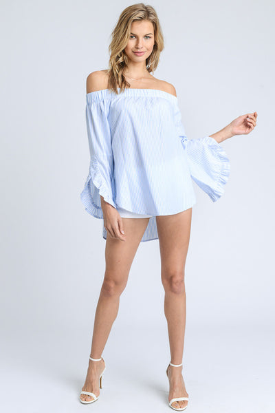 BLUE & WHITE STRIPED OTS BLOUSE