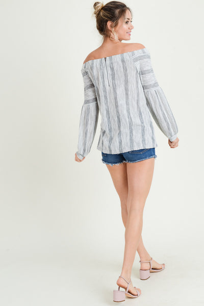 GREY OTS BALLOON SLEEVE BLOUSE