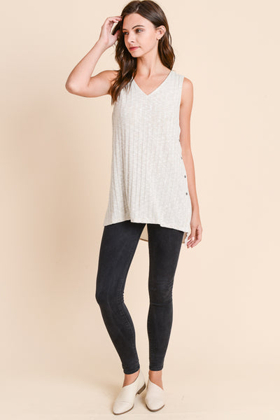 V-NECK RIBBED TUNIC TANK