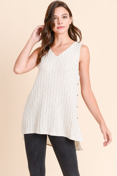V-NECK RIBBED TUNIC TANK