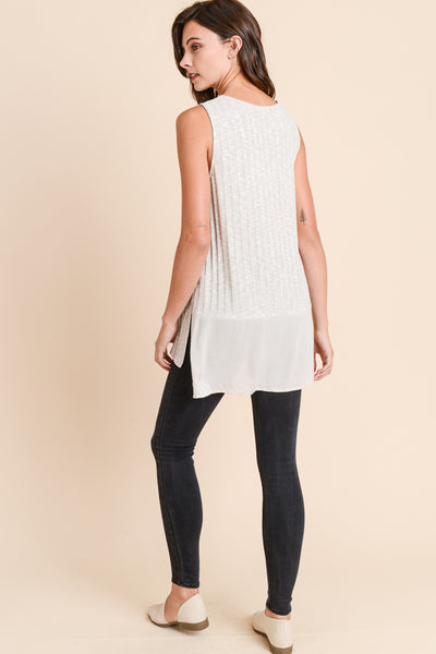 V-NECK RIBBED TUNIC TANK